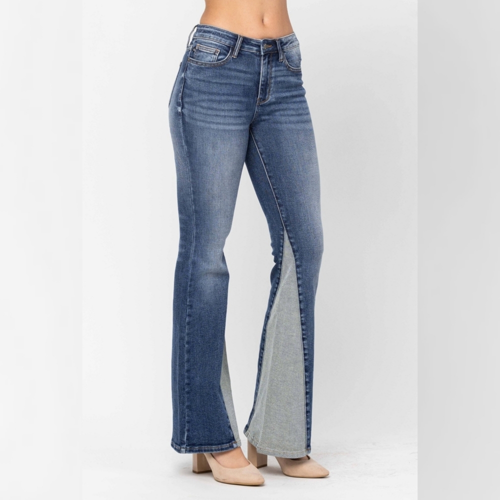 Judy Blue Light Denim‎ Insert Flare Jeans Medium Wash - Picture 2 of 5